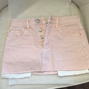 Parke x SCL Pink Denim Mini Skirt